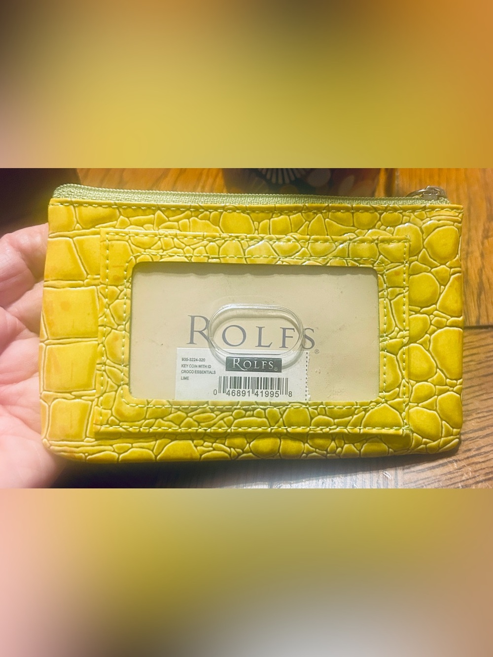 Rolfs Lime Green Croco-Embossed Wallet with ID Window New unused